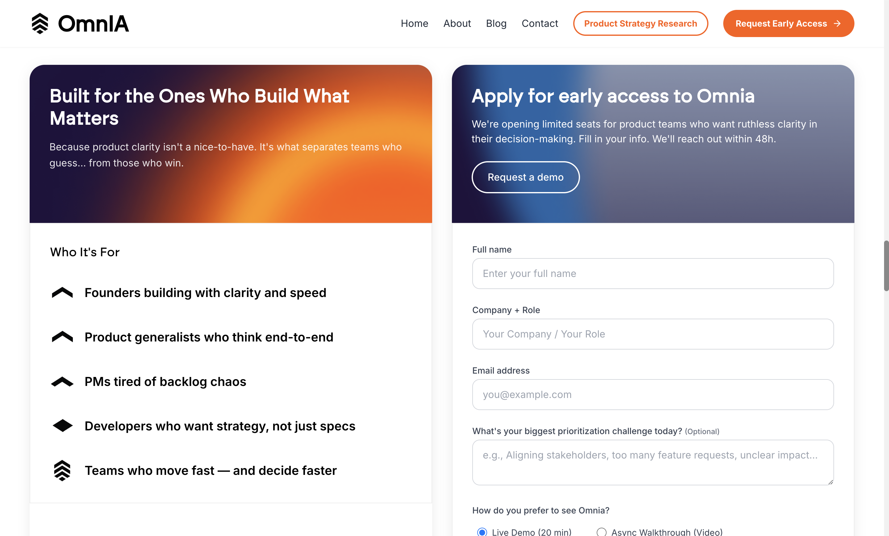 OmnIA Landing Page